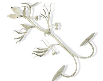 Vintage Rustic Berry & Foliage Metal Wall Sconce