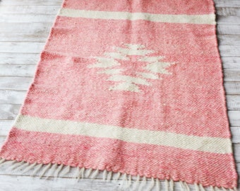 Hand Hooked Wool Rug: Pink Moroccan Style, Nursery Decor