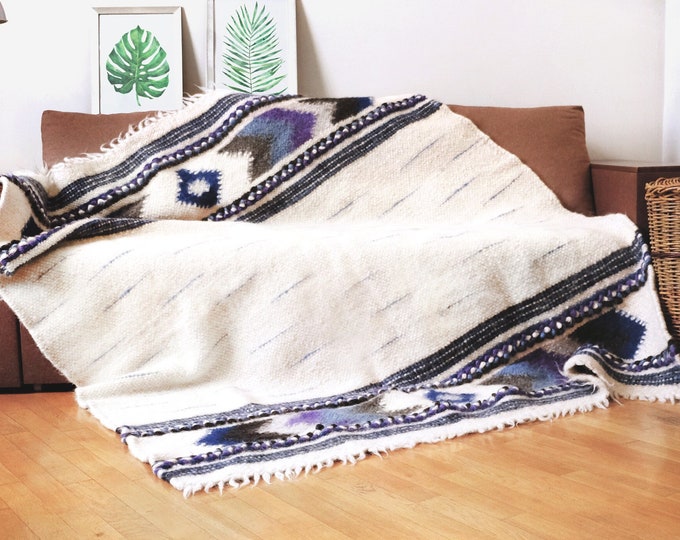 Wool blanket, Weighted blanket, Bedspread, Weighted blanket adult, Bedding, Bed cover, Sofa throw, Coverlet, Gift for mom, Mexican blanket