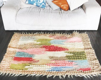 Hand Woven Wool Boucherouite Rug: Shaggy Scandinavian Style