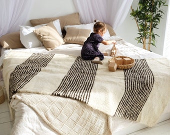 Woven organic wool blanket. Sentimental gift for mom.