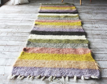 Handmade Wool Runner Rug: Striped Hallway Carpet, 120x200cm