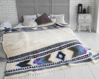 Wool blanket, Weighted blanket, Bedspread, Weighted blanket adult, Bedding, Bed cover, Sofa throw, Coverlet, Gift for mom, Mexican blanket