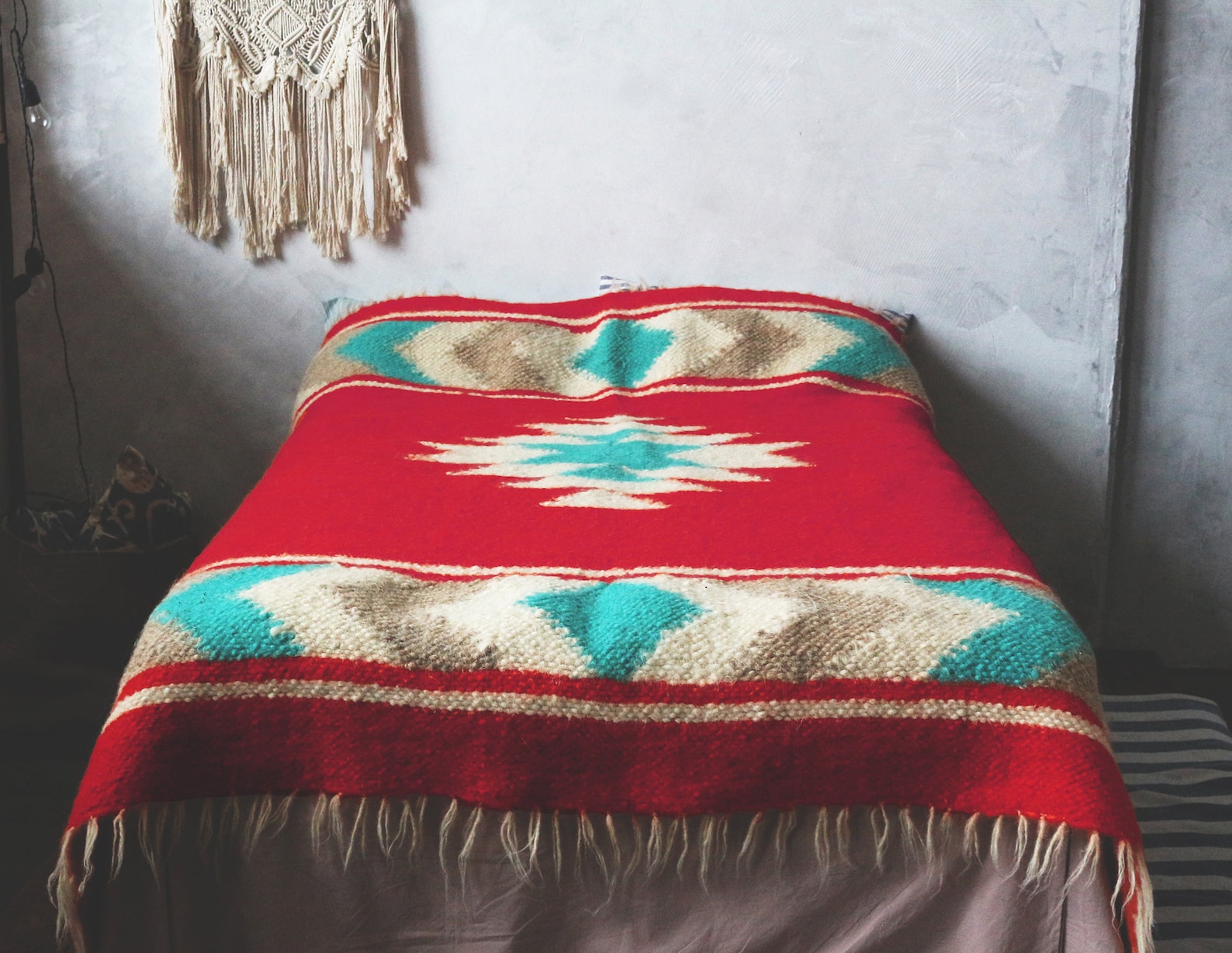Wool blanket Bedspread Mexican blanket Red blanket Etsy