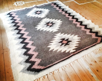 Hand Woven Wool Rug: Scandinavian Nursery Decor