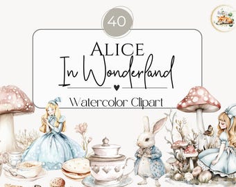 Alice in Wonderland Clipart | Alice Clip Art, Alice Clip Art Watercolor, Alice in Wonderland Clipart Bundle, Transparent png, Mad Hatter