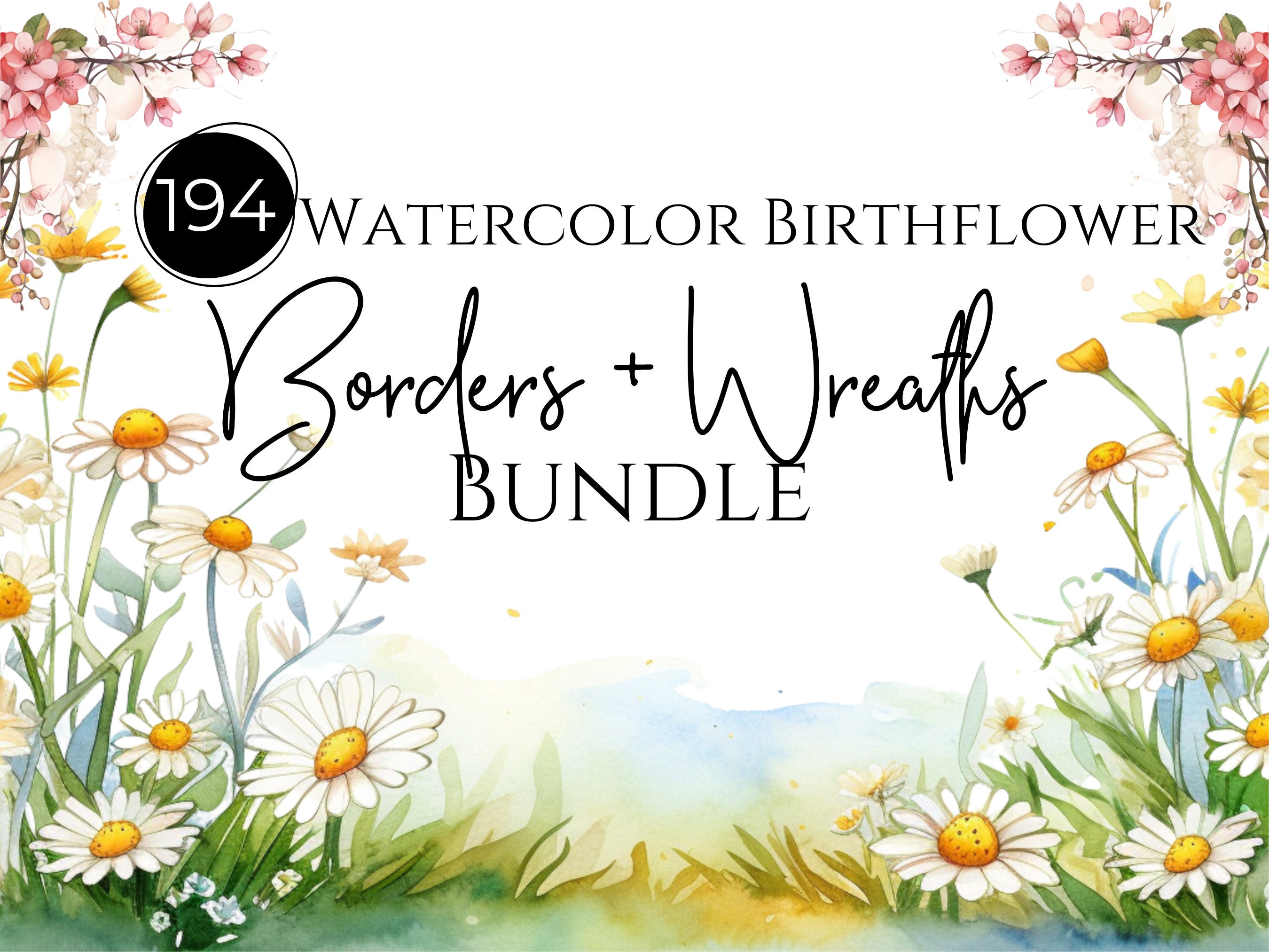 Birthmonth Flowers Clipart | Birthmonth Clipart, PNG Bundle, 194 Pieces, Birth Flowers Clipart Bundle, Floral Borders and Wreaths