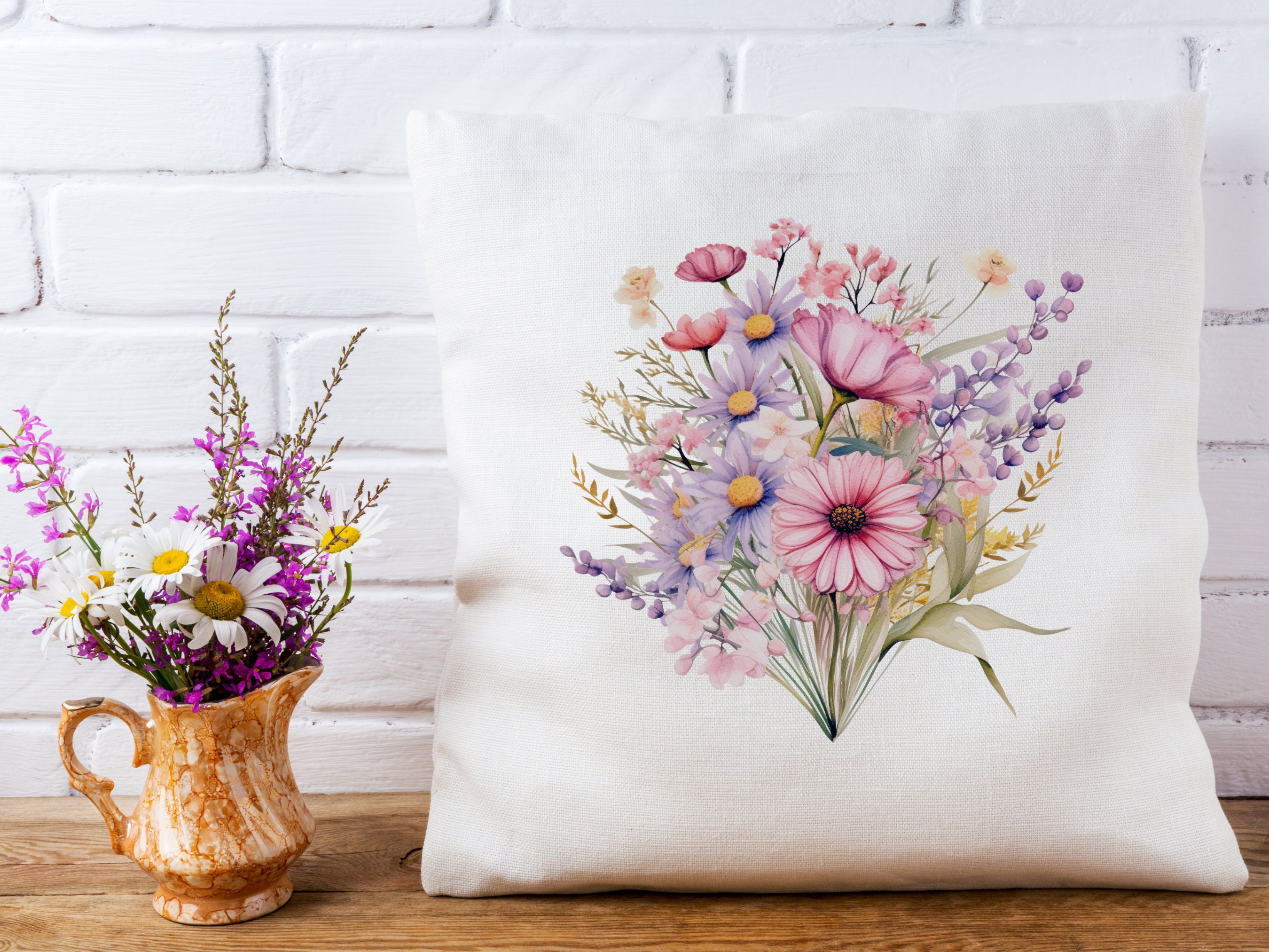 Wildflower Bouquet Clipart, Botanical Wildflower Clipart, Wildflowers ...