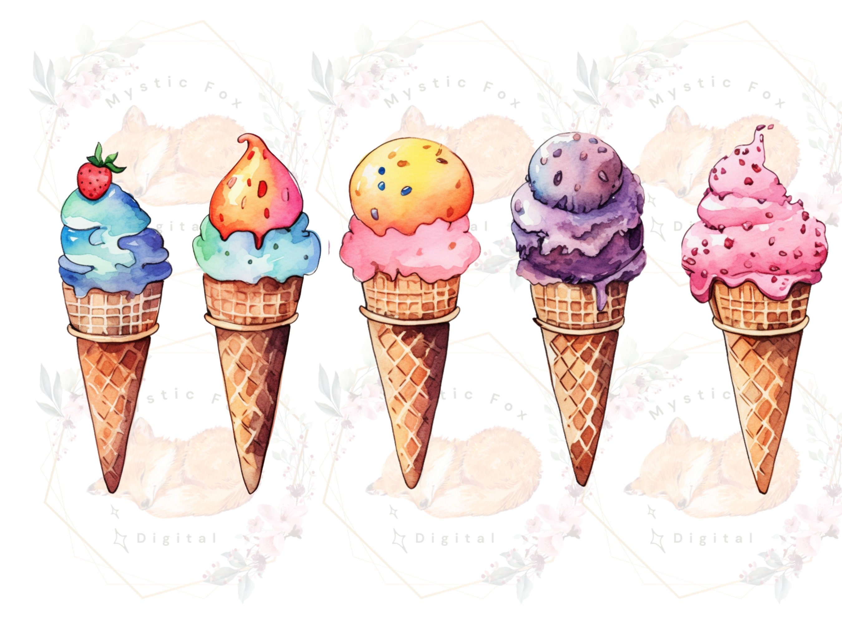 Ice Cream Clipart, Popsicle Clipart, Summer Treats Clipart Bundle, Ice ...