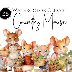 Country Mouse Clipart | 35 Pieces, Country Mice clipart Bundle, Cute Mouse PNG, transparent png, Commercial Use Clipart