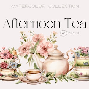 Tea Party / Vintage Tea Party, Clipart tazza da tè, Clipart acquerello, Wedding Shower, Bridal Shower, Invito png, Clipart artistica, Tazza da tè png