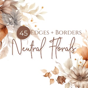 Neutralny kwiatowy clipart | Clipart z obramowaniem kwiatowym, Boho Wedding, Dusty Rose Flowers, Transparent PNG, Clipart do użytku komercyjnego