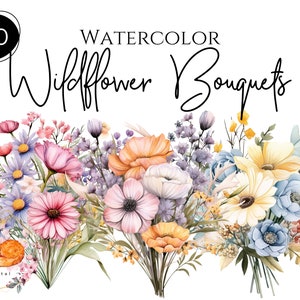 Clipart bukietu dzikich kwiatów, botaniczny clipart dzikich kwiatów, clipart bukietu dzikich kwiatów, clipart bukietu ślubnego, clipart do użytku komercyjnego