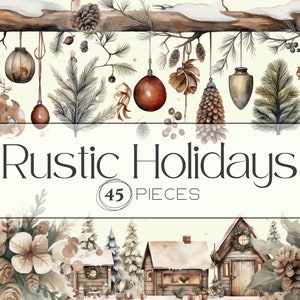 Rustic Christmas Clipart | Rustic Christmas Decorations, Holiday Clipart, Christmas png, Christmas Ornaments Clipart, Transparent pngs