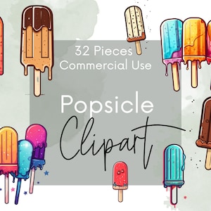 Popsicle Clipart, Popsicle Clip Art, Popsicle Sublimation, Transparent PNG Bundle, Instant Digital Download Commercial Use
