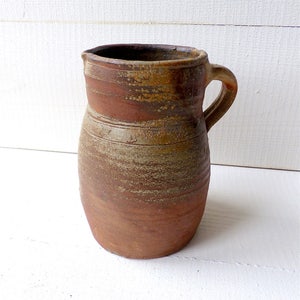 Old Jug Pitcher pot terracotta patinated brown Vintage French terracotta pot jug very old rustic decoration countryside farm France