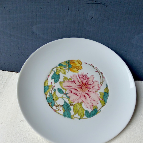 Vintage français Assiette porcelaine Limoges Fleur Porcelaine de Limoges Georges Boyer Vintage french plate dish France Flowers decoration