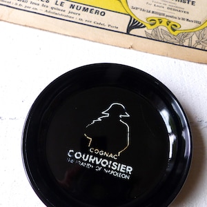 COURVOISIER Napoleon Bonaparte ashtray black vintage French ashtray old French bar bistro decor