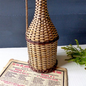 Dame Jeanne wicker Vintage French 50s bottle straw aqua green decor shabby chic rustic country garden decor