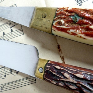 Old French Carving knife & fork for meat French vintage high knife and fork for roast beef rustic rustic kitchen