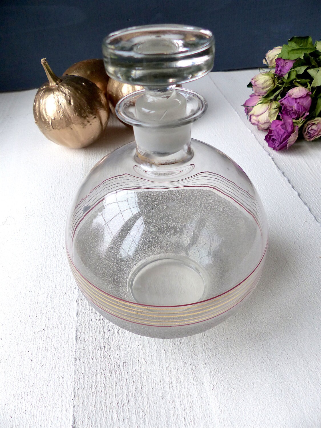 Old CARAFE Glass Vintage Belgian Belgian Round Antique Jug Glass Bistro