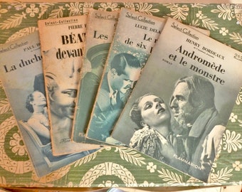 5 Old books SELECT Collection ed.Flammarion Roman Ann.30 Vintage French novel book Farrère Bordeaux Frondaie Bourget Delarue-Mardrus