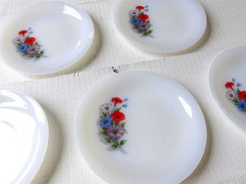Lot13 De 6 Petites Assiettes Plates Vintage Mint Arcopal France Esso D 20 Cm Imgx1200 1050