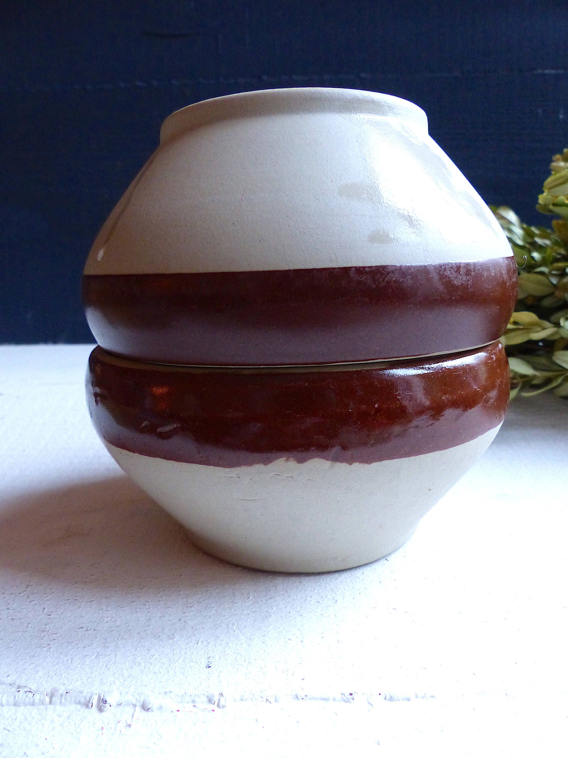 Digoin Vintage Français 2 Bols en Grès Ancien Decor Shabby France Campagne Ferme Deco Rustique Natur