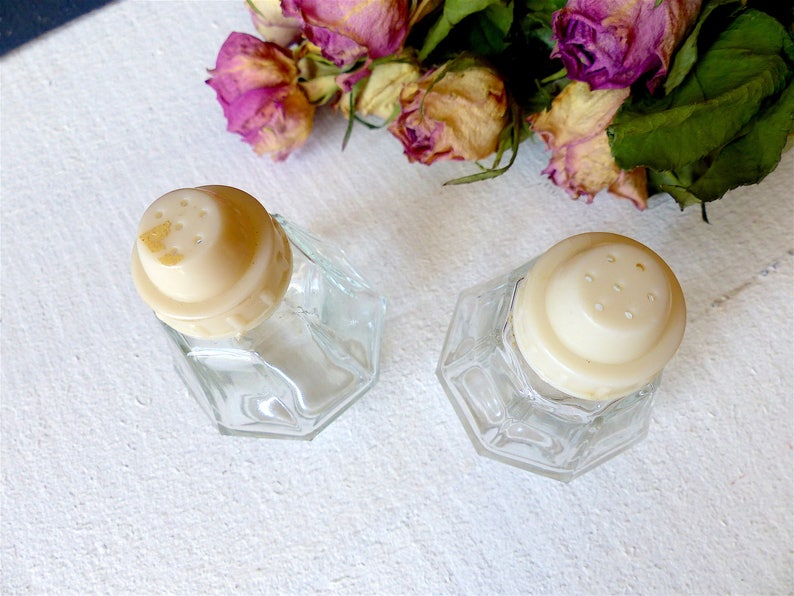 Vintage salt and pepper french vintage decor kitchen decor Bistro glass