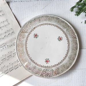 SARREGUEMINES PLAT presentazione francese Shabby cheesecake Faence France Rustic campagna arredamento Vintage francese piatto Fiori