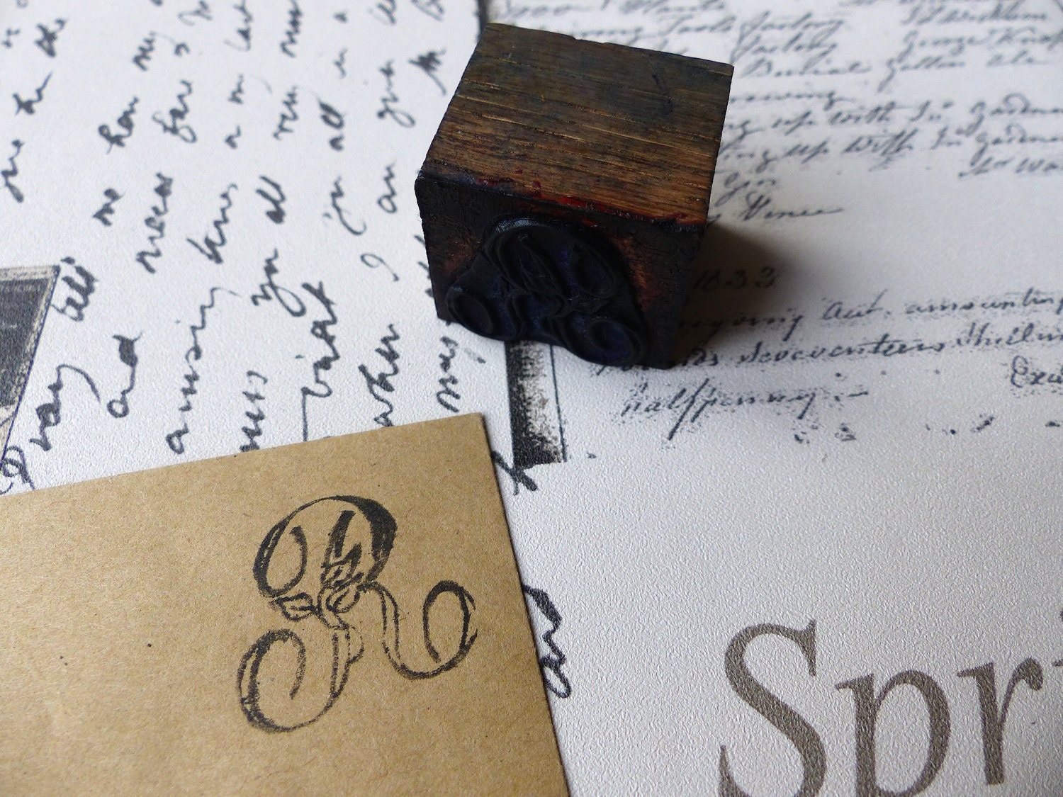 Old Stamp Letter R Monogram for Printing Marking on Linen Etsy