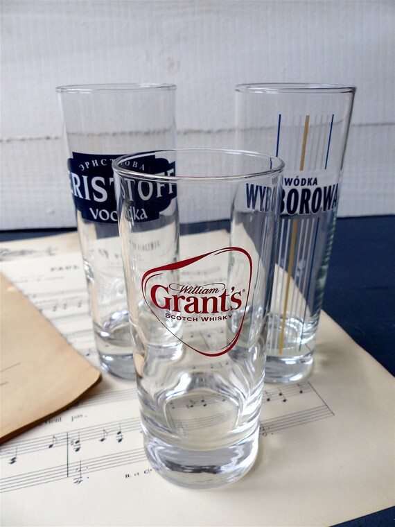 Vintage Bistrot 3 Verres Vodka Whisky Grants Eristoff Wyborowa Décor Bar Objet Publicitaire Cadeau Homme - 