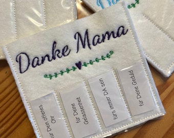 Filztasche für Schokolade mit Botschaften DANKE MAMA - Muttertag
