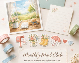 Monthly Mail Club – liebevoll gestaltete Post im Abo – exklusive Postkarte & Sticker – Snail Mail Überraschung jeden Monat - siasnailmail