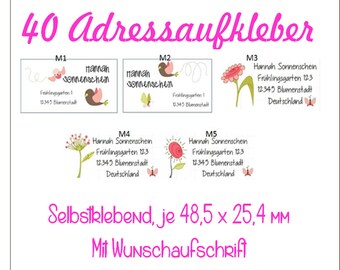 Adressaufkleber 40 Stück Frühlingsvogel  - Motivwahl im Angebot