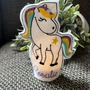 Filz Cover für LED Teelicht * Einhorn * auf Wunsch mit Name / Tischkärtchen Kindergeburtstag Party