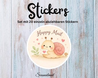Pegatinas redondas de correo postal Happy Mail – 20 pegatinas redondas de correo postal – Pegatinas bonitas para correo, amigos por correspondencia, Postcrossing y sobres (ST2618)