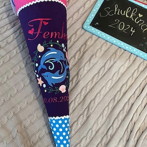 Delfin Schultüte aus Stoff mit Namen und Motiv personalisiert / Farben nach Wunsch