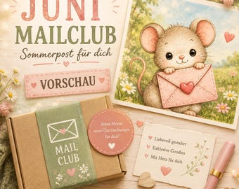 AB JUNI: Monthly Mail Club – Happy Mail Abo – exklusive Postkarte, Sticker & Papier-Extras – Snail Mail Überraschung