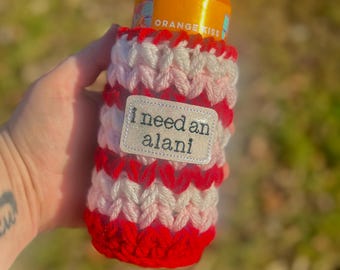 VALENTINES DAY EDITION Crochet Skinny Can Cozy with “I Need an Alani” Patch