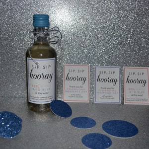 Fourth of July Favors, Fourth of July Mini Wine Bottle, Sip Sip Hooray Favor, 4th of July Party Favor