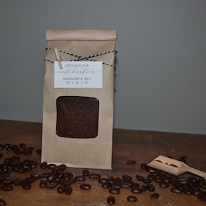 10 Coffee Favor Bag - Kraft Coffee Favor Tin Tie Bag - Coffee Favor - Love is Brewing