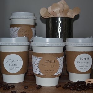 10 Coffee To go Cups, Coffee Favors, Coffee Bar, Bridal Shower, Bridal Shower Coffee, Rustic Bridal Shower, Coffee Bar Bridal Shower