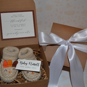Thanksgiving Pregnancy Announcement, Pregnancy Announcement grandparents, Pregnancy Announcement Gift, Little turkey on the way