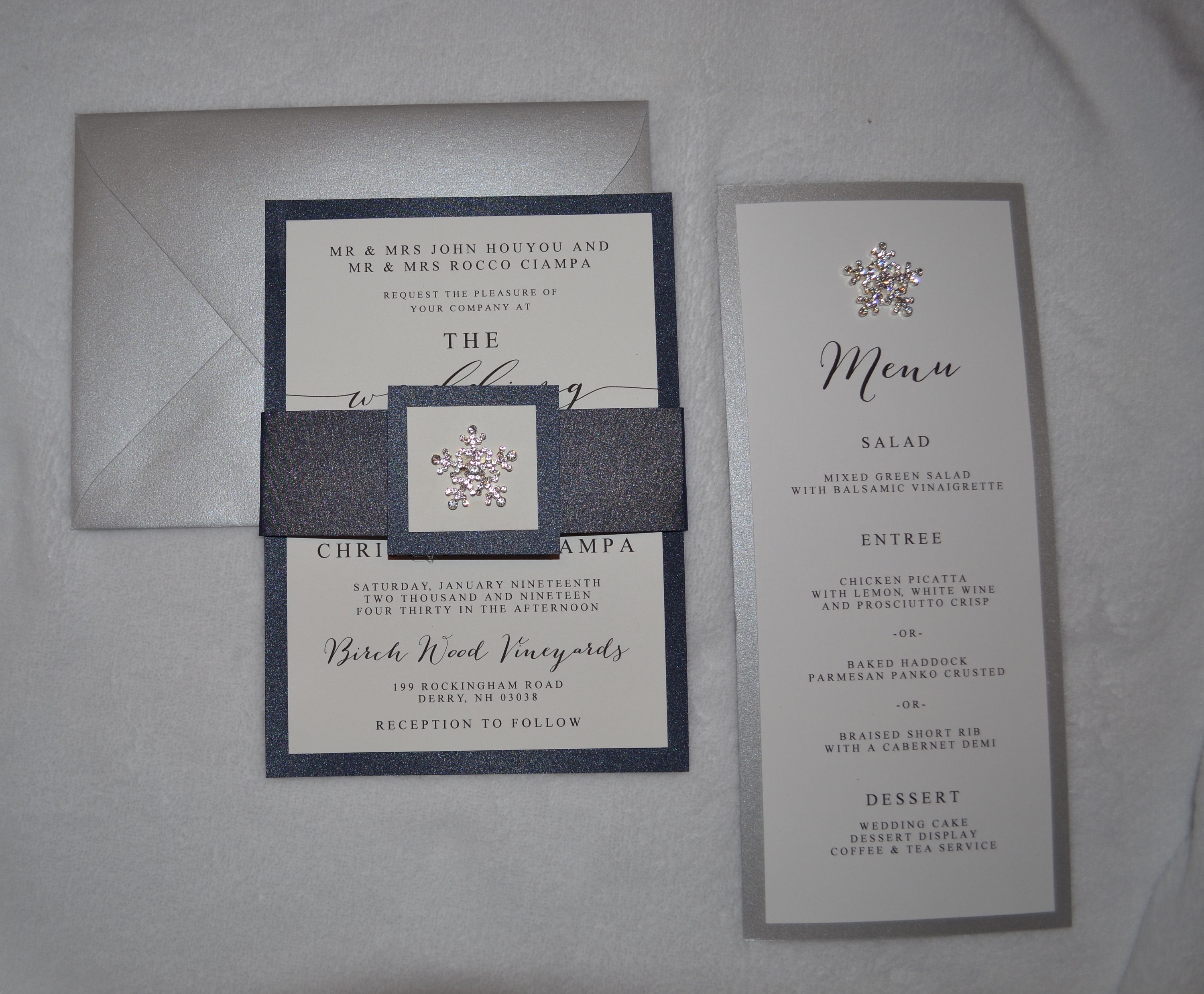 Navy Winter Wedding Invitation Suite Winter Wonderland Invitation Winter Wedding Invitations