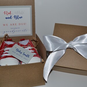 Red, White & Blue We are Due, Red white and Due, fourth of july pregnancy announcement, Grandparent Announcement, Firecracker on the way