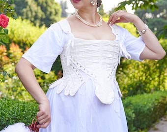 18th Century Rococo Stays, 1780s Historical Corset, Custom Linen Underbust for Renaissance Fairs & Costumes