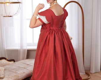 1820s Late Regency Ball Dress, Biedermeier Romantic Gown