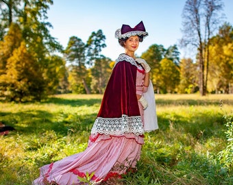 Late Victorian Edwardian Opera Ball Bride Velvet Cape