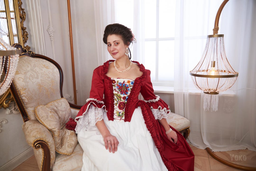 18 Century Rococo Robe a L'anglaise With Embroidered Stomacher - Etsy
